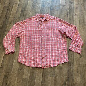 Banana Republic Red Plaid Long Sleeve Button Down Shirt Men's Size XXL
